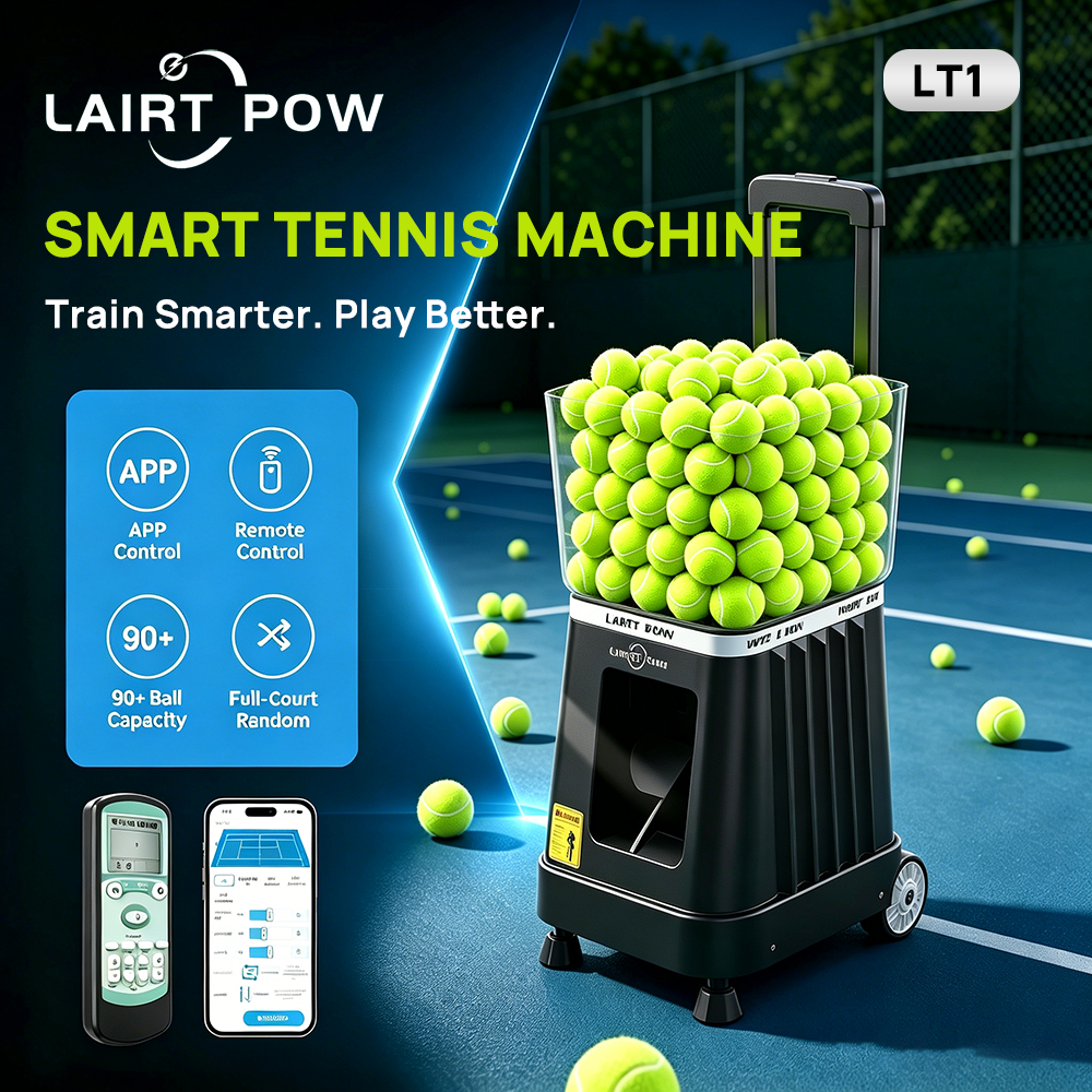 【New】LAIRTPOW LT1 Tennis Serving Machine, 90+ Ball Capacity, Dual-mode Control via APP/Remote Control, only for Tennis Training