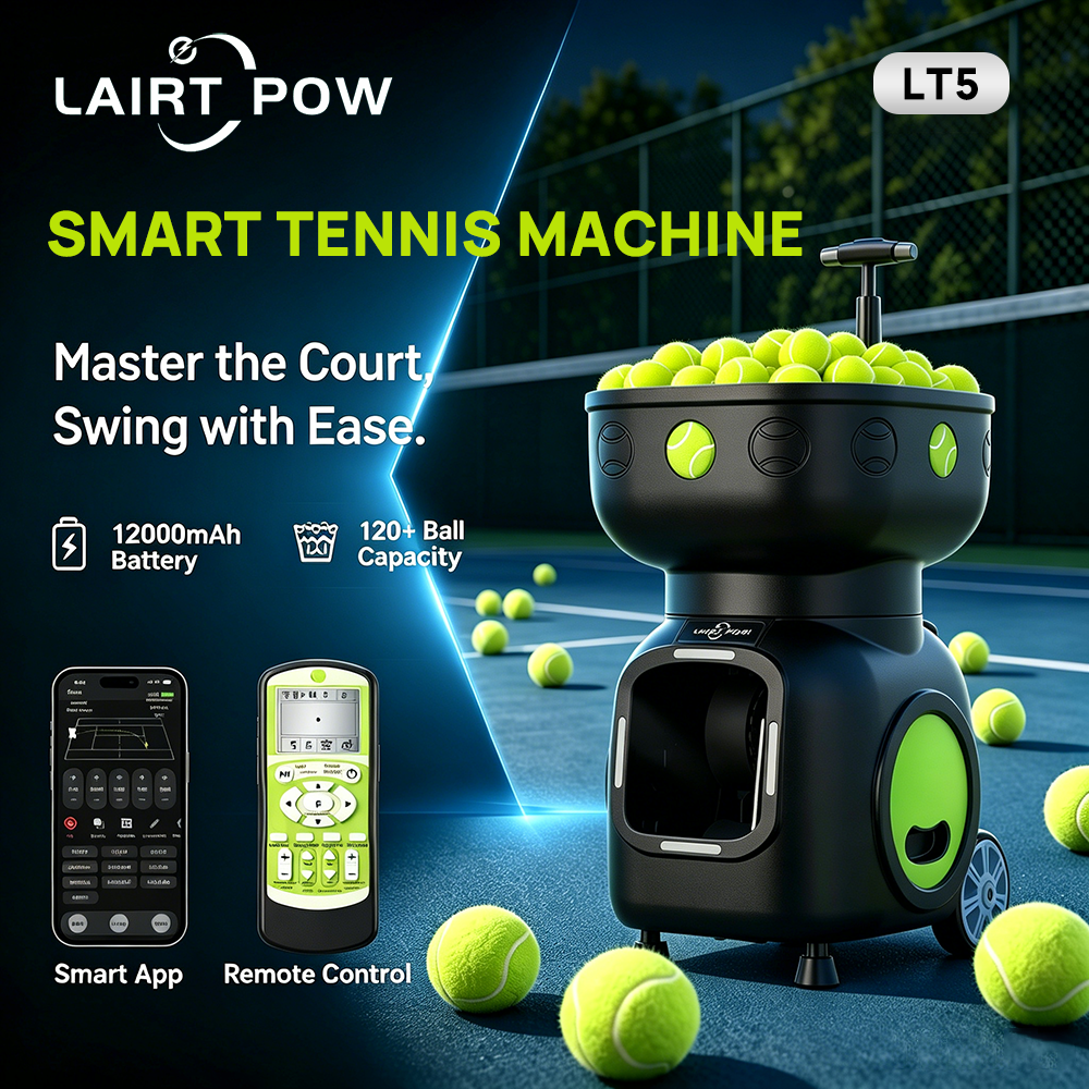 【New】LAIRTPOW LT5 Tennis Serving Machine, 120+ Ball Capacity, 4-6h Long Battery Life, for Tennis and Paddle Tennis Training