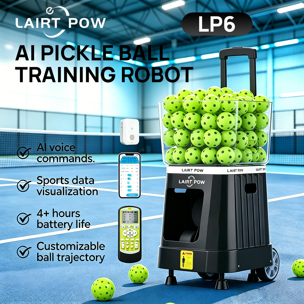 【New】LAIRTPOW LP6 Professional AI Pickleball Machine,100 Ball Capacity, Control via AI Voice, APP & Remote, 4-6h Battery Life, Only for Pickleball Training