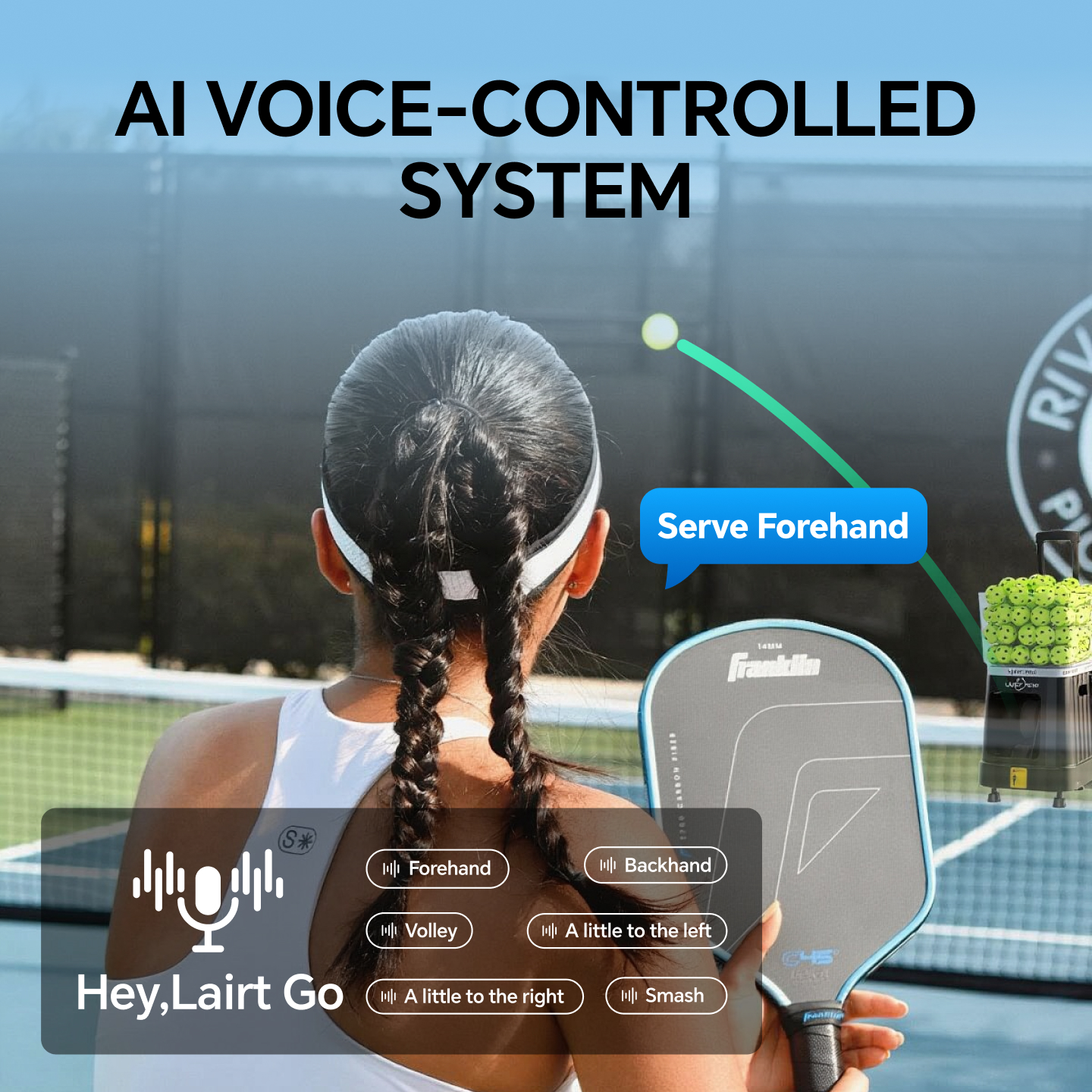 【New】LAIRTPOW LP6 Professional AI Pickleball Machine,100 Ball Capacity, Control via AI Voice, APP & Remote, 4-6h Battery Life, Only for Pickleball Training