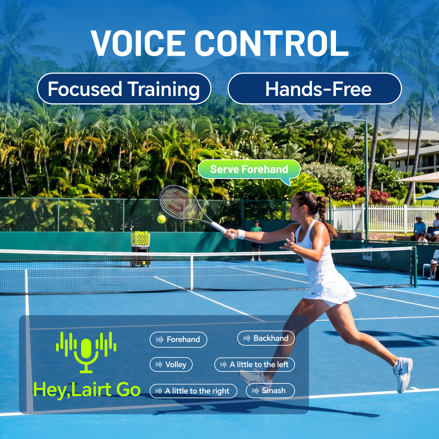 【New】LAIRTPOW LT7Pro Tennis Serving Machine, Smart AI Voice Control Tennis Trainer, 140+ Ball Capacity, 4h-6h Long Battery Life, for Tennis and Paddle Tennis Training