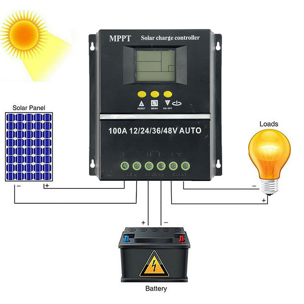LAIRTPOW MPPT Solar Controller 30A/ 60A/80A/100A 12V 24V 36V 48V AUTO Battery Charger with LCD
