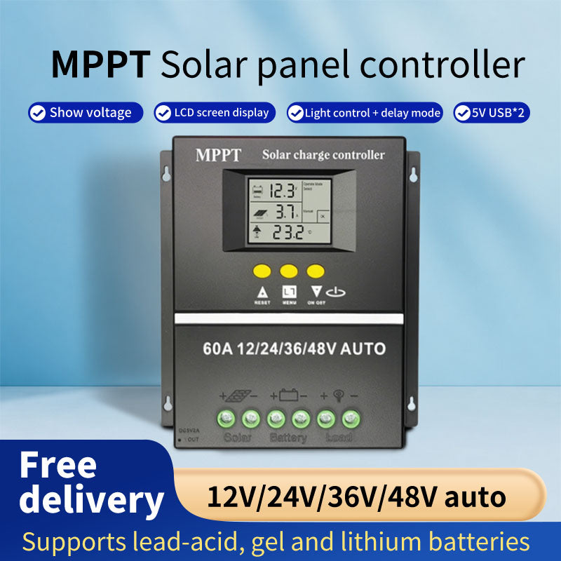 LAIRTPOW MPPT Solar Controller 30A/ 60A/80A/100A 12V 24V 36V 48V AUTO Battery Charger with LCD