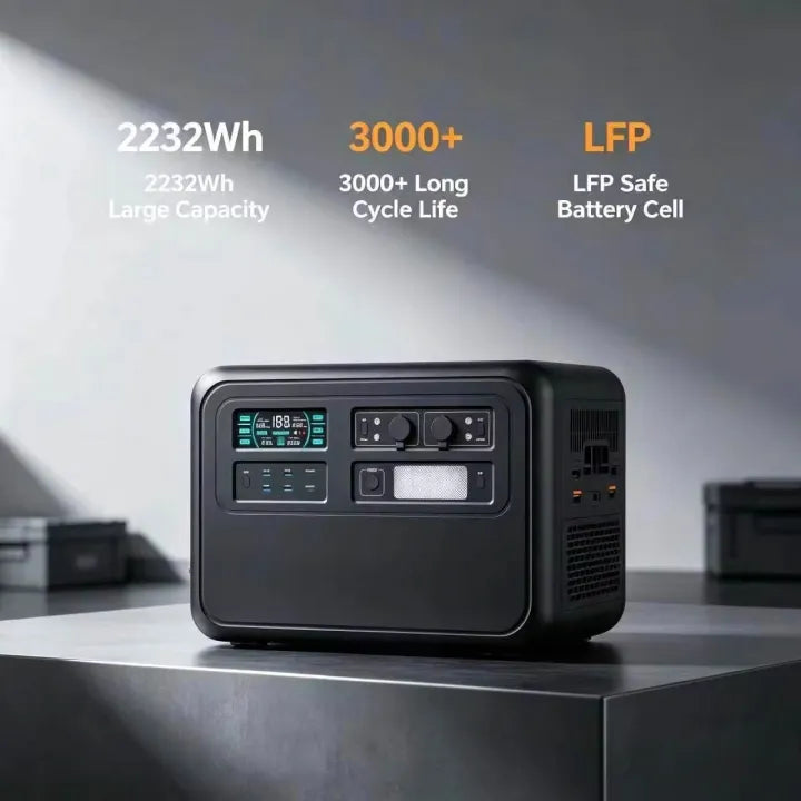 LairtPow AP2200B Portable Outdoor/Home Power Station 2232Wh 2400W 220V/60Hz 800W PV Max