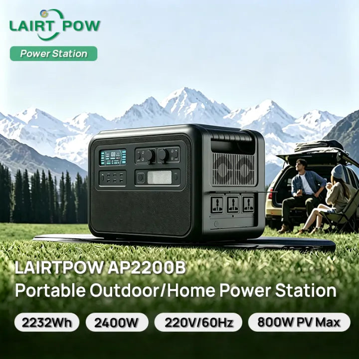 LairtPow AP2200B Portable Outdoor/Home Power Station 2232Wh 2400W 220V/60Hz 800W PV Max