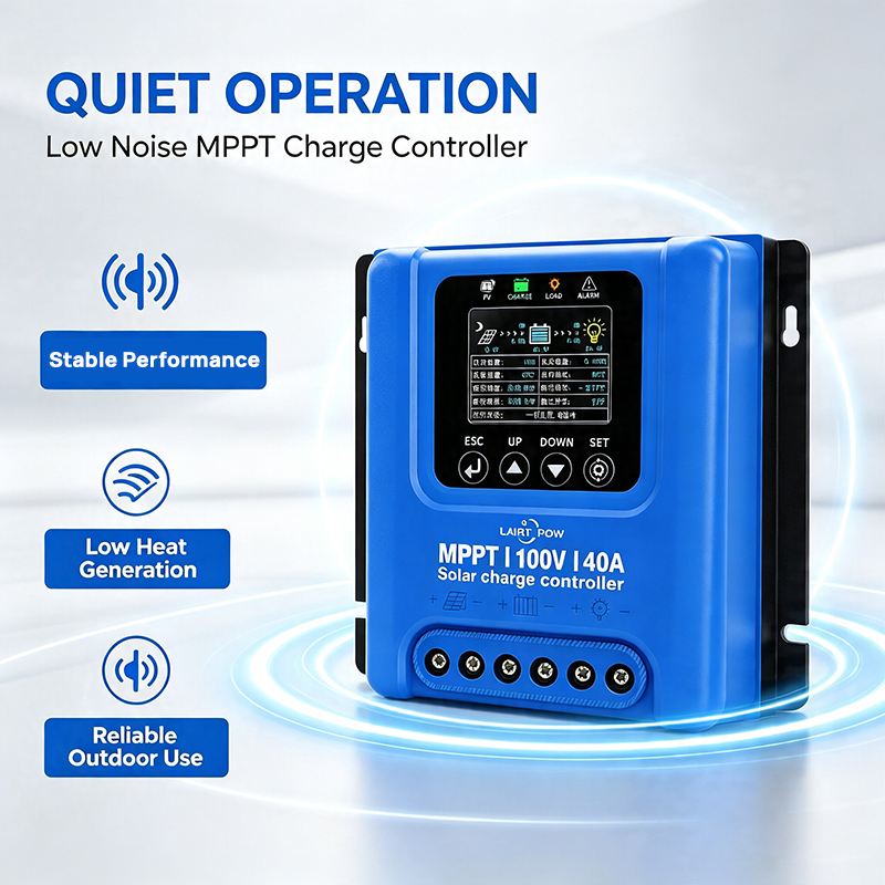 【New】LAIRTPOW JM4024 40A MPPT DC-DC Solar Controller, Silent Operation, 12V/24V Battery System, Can Operate Without Battery, High-definition Display Screen, Language Switchable, Battery/Photovoltaic Reverse Connection Protection, Dual Inductors