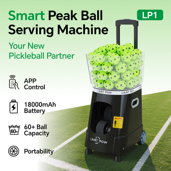 【New】LAIRTPOW LP1 Professional Pickleball Machine, 60+ Ball Capacity, Control via APP & Remote, 60km/h Max, 4-6h Battery Life, Full-court Ball, only for Pickleball Training