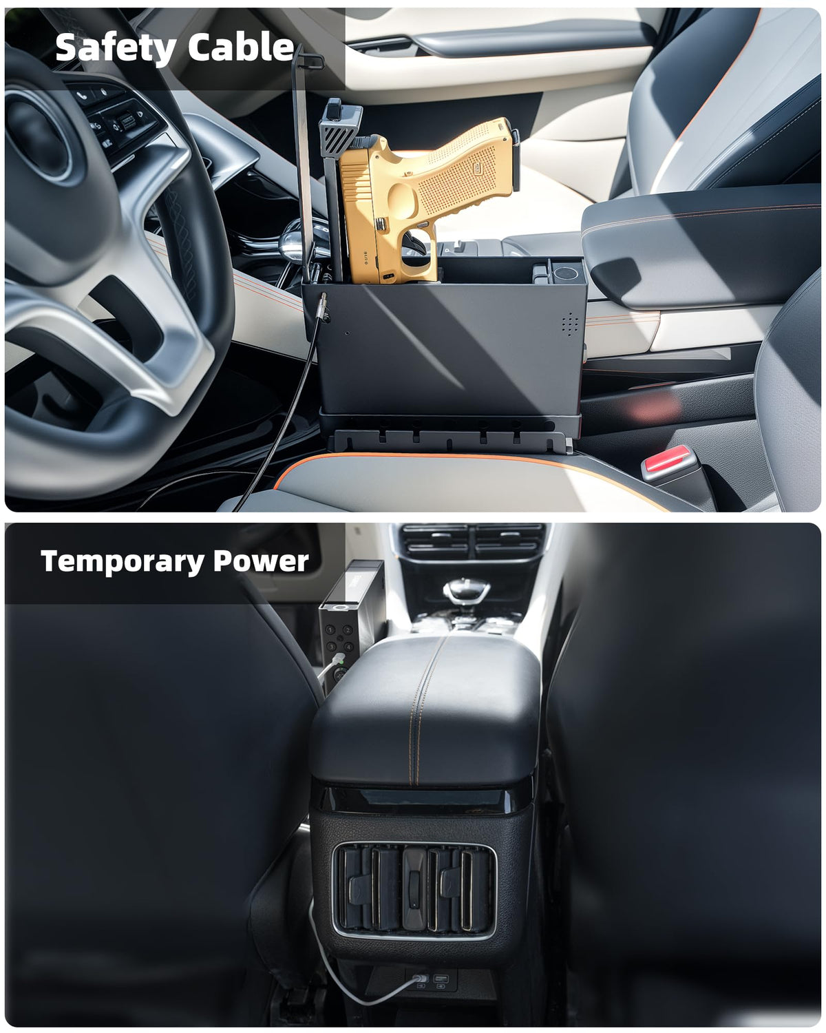 Vehicle Pistol Safe Lock Box with Fingerprint & Keypad & Key, Quick Access Biometric Handgun Safe for Truck, SUV, Auto or Bedside, fits Glock 17, 19, 43 Sig Sauer P320, p365（EA-70）