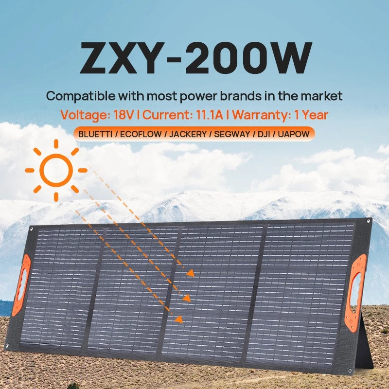 LairtPow 200W Solar Panel 18V 11A Portable Solar Panel Foldable Outdoor Suitable Most Power Station