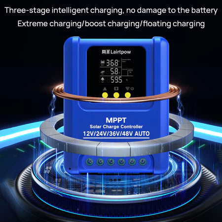 LAIRTPOW 100A MPPT Solar Controller, Solar Charger 12V/24V/36V/48V AUTO Wide Battery Compatibility 1200W Max